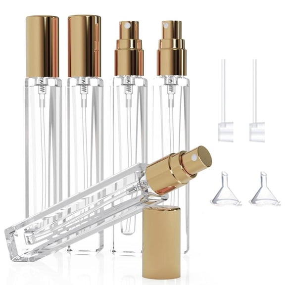 5 Piece Set Mini Perfume Bottles, 10ML Portable Spray Atomizer for Travel, Transparent Bottle with Cap, Essential Oil Dispenser Tool