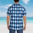 thumbnail image 4 of Balery Blue Squares Camisas hawaianas de manga corta para hombre, camisas playeras de corte holgado, camisas de vacaciones con botones,Small, 4 of 7