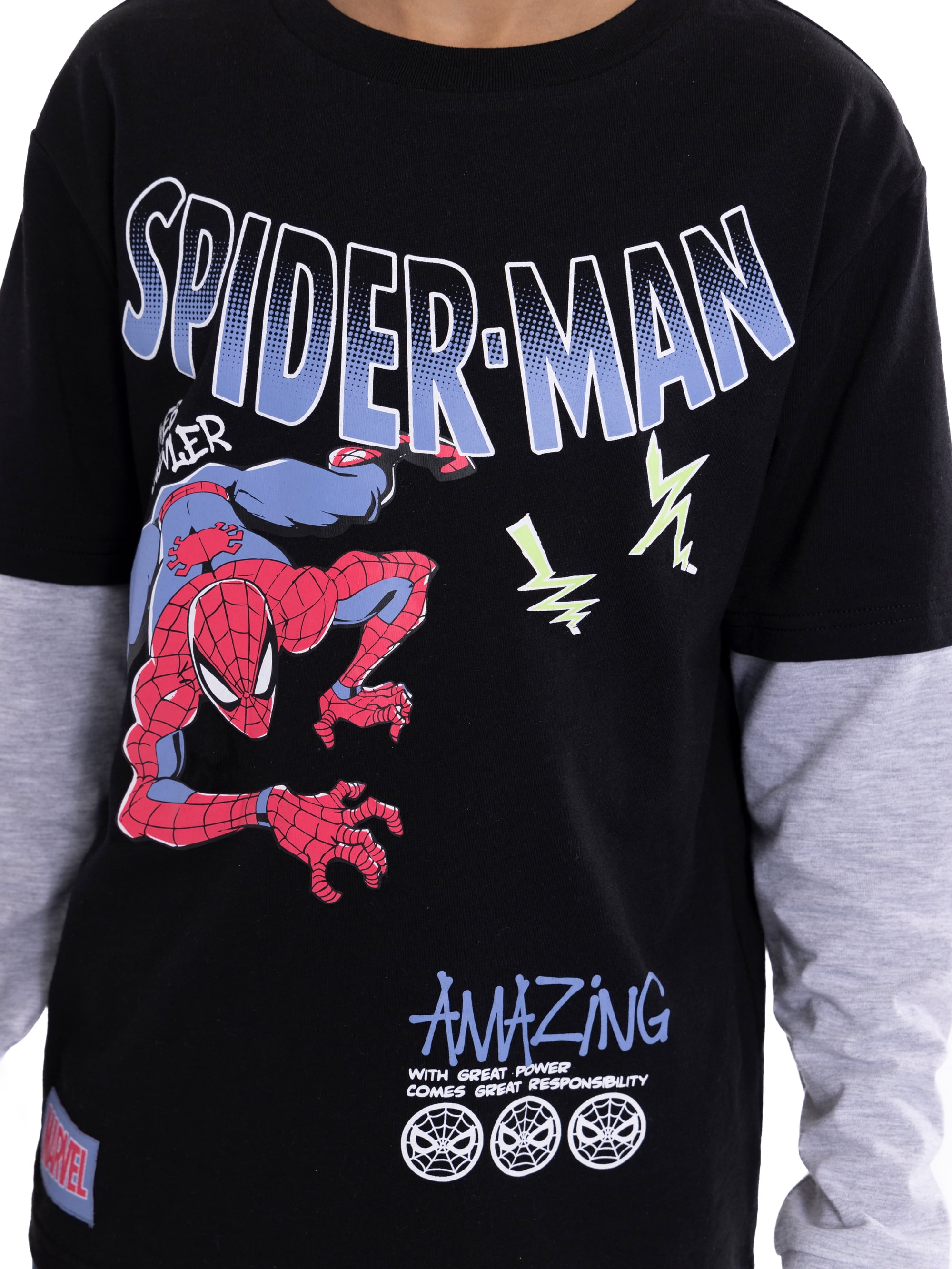 Spider-Man Boys Graphic Long Sleeve Layered Tee, Sizes 4-18