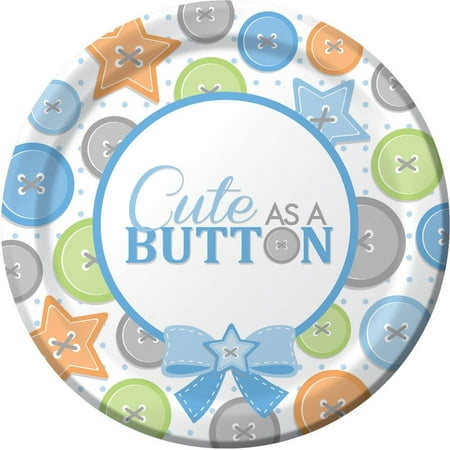 Cute as a Button Boy Dessert Plates, 8-Pack
