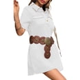 thumbnail image 2 of Women Summer Denim Dress Short Sleeve Button Down Collared  Loose Fit Casual Jean Mini Dress, 2 of 4