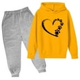 thumbnail image 2 of Qingpeng Toddler Boys Girls Winter Clothes Set Kids Heart Print Long Sleeve Hoodie Sweatshirt Pants Fall Winter Outfit Sets, 2 of 3