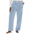 thumbnail image 5 of GigrtiJin Women's Flannel Trendy Pajama Pants Striped Waistband Drawstring Sleeping Pants Winter Thermal Loose Pants, 5 of 7