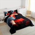 thumbnail image 3 of Feelyou Black White Wolf Bedding Comforter Set for Couple, Romantic Red Rose Twin Comforter Sets, Happy Valentines Animal Reversible Bedding Set, Breathable Home Decor, 2-Piece, 3 of 8