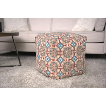 Handcrafted Fabric Pouf, Multicolored