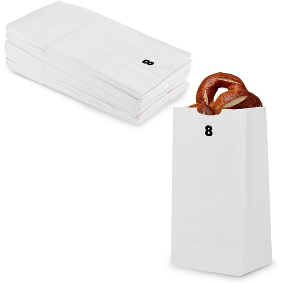 MT Products White Paper Bags, 8 lb - Disposable Paper Lunch Bags  - Pack of 1000