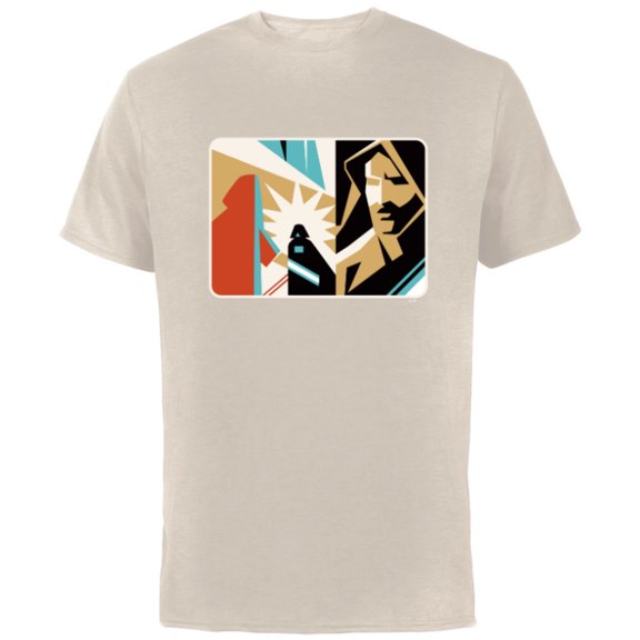 Star Wars Obi-Wan Kenobi Darth Vader Duel Cutout - Short Sleeve Cotton T-Shirt for Adults - Customized-Natural