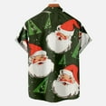 thumbnail image 4 of BLTIBY Christmas Shirt for Men Lapel Button Down Short Sleeve Hawaiian Shirts Xmas Santa Printed Casual Holiday Beach Shirts Tops Green 3XL, 4 of 5