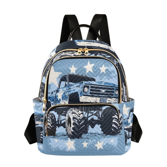 Blue Monster Truck Travel Laptop Backpack Casual Daypack Lightweight Bookbag Compartment for Business