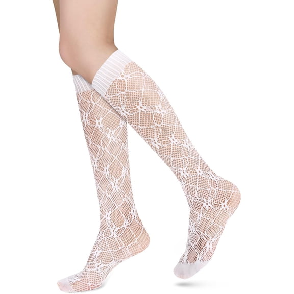 PTSPLLMY Sox Womens Girls Cute Fishnet Knee High Socks Colorful Hollow Out Sheer Mesh Slouch Socks Sexy Lace Knee Highs Gifts