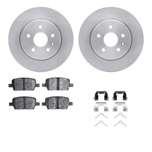 Dynamic Friction Company Rear Brake Rotors with 5000 Euro Ceramic Brake Pads includes Hardware 6612-65077