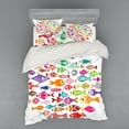 thumbnail image 2 of Ambesonne Cartoon Bedding Set 3 Pcs, Colorful Aquarium Fishes, Twin XL, Multicolor, 2 of 3