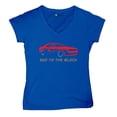 thumbnail image 5 of Bad To The Block Muscle Car Women's V-Neck T-shirt Street Racer American RT V8 Octane Power Perfomance Racing Coupe Tee, 5 of 7