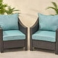 thumbnail image 2 of GDF Studio Vincent Outdoor Water Resistant Fabric Club Chair Cushions with Piping, Set of 2, Teal, 2 of 9