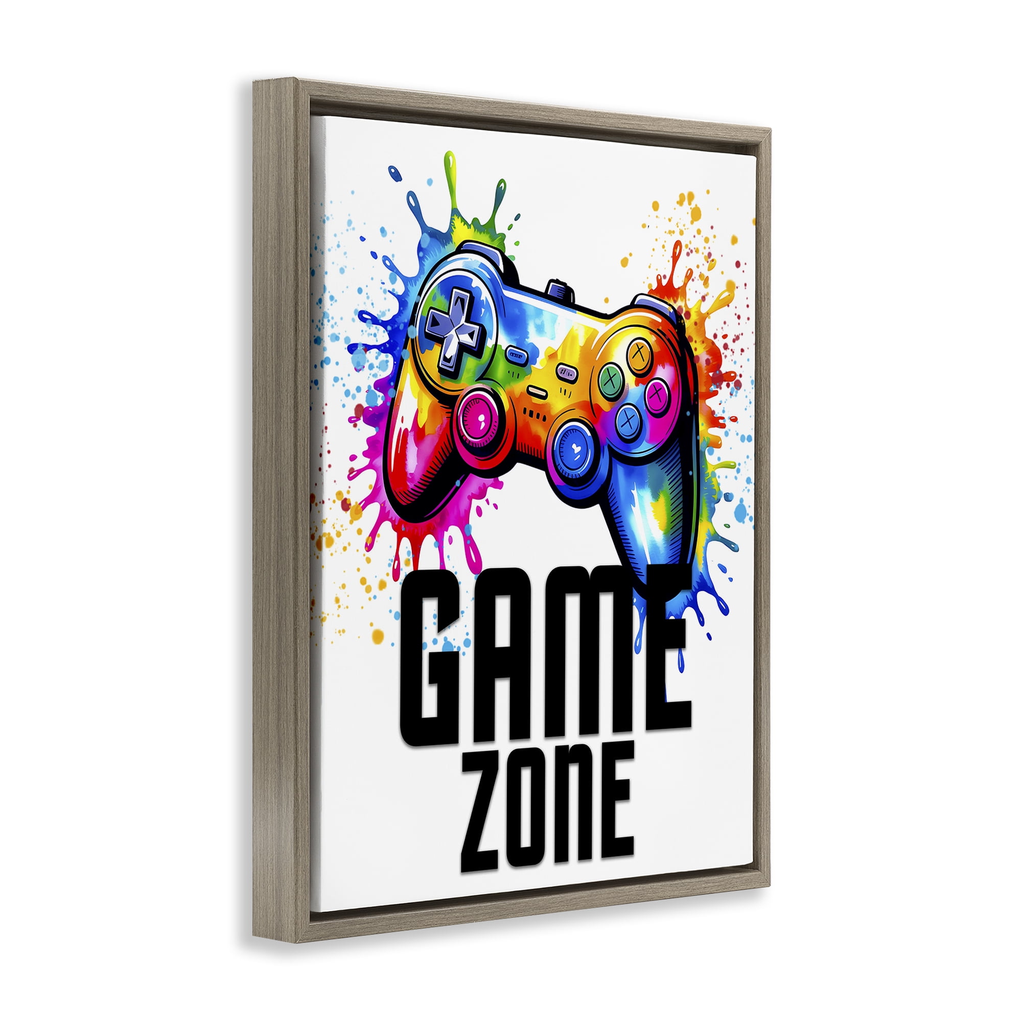 Stupell Industries Game Zone Bright Splash Brown Framed Floater Canvas Wall Art, design by Kim Allen