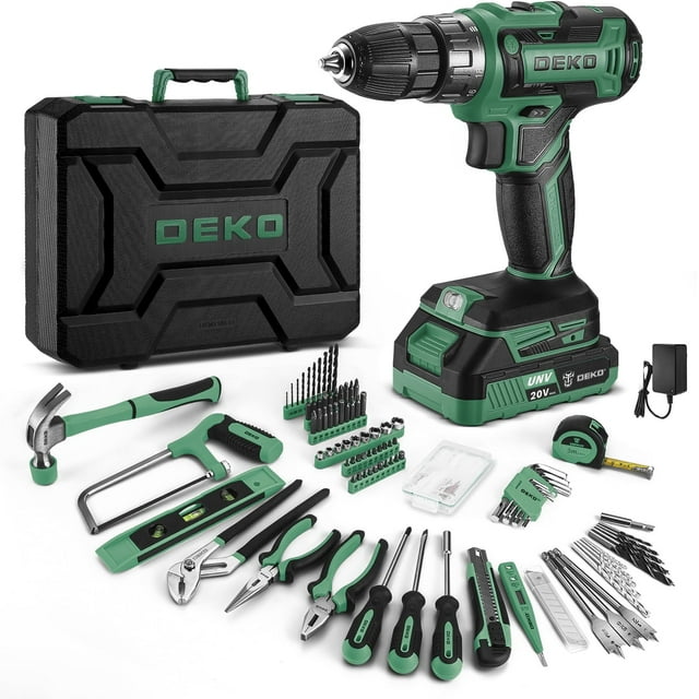 Juego de herramientas: taladro eléctrico inalámbrico de 20 V DEKOPRO Green