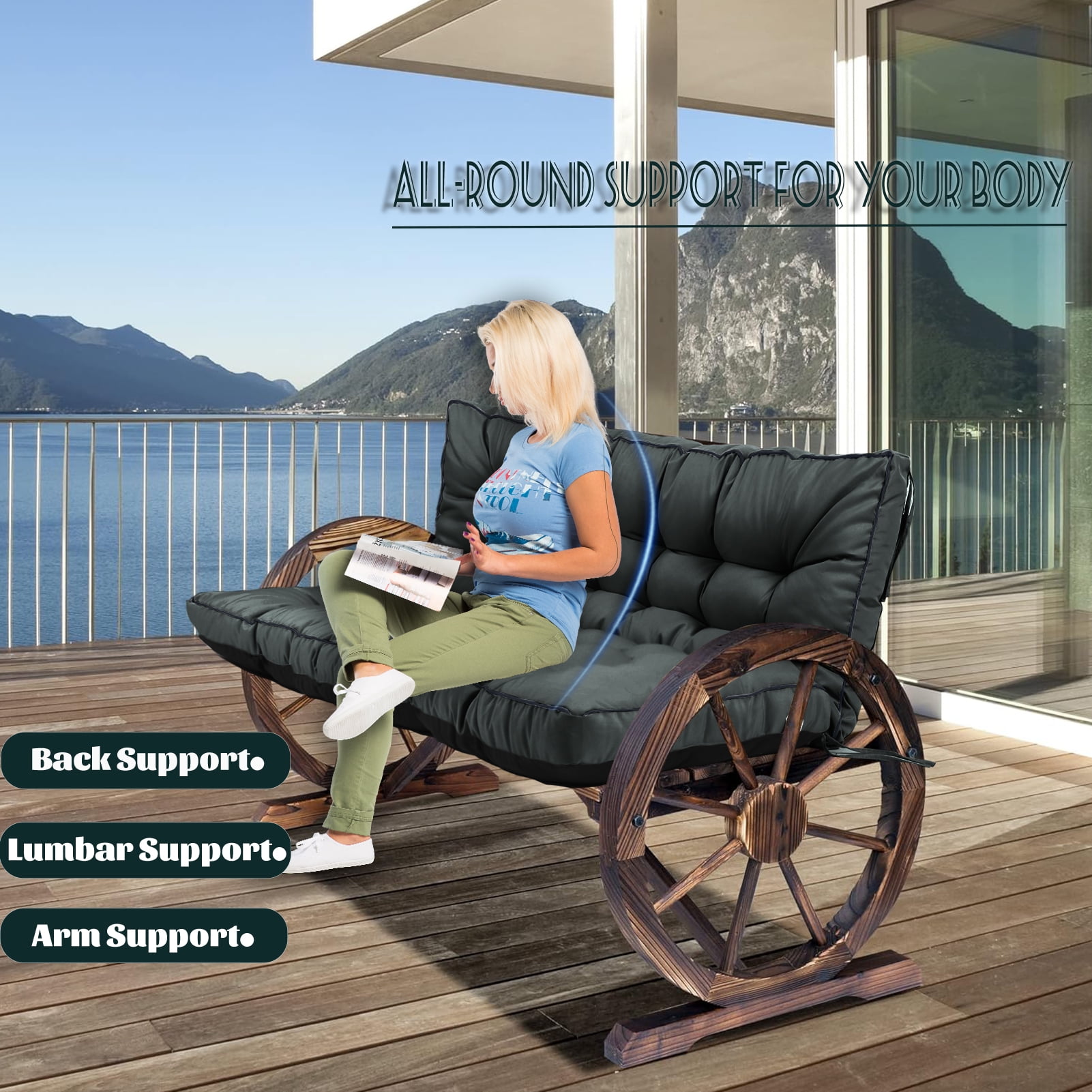 Replacement Cushions for Outdoor Swing, Swing Replacement Cushions Thicken 4" with Backrest, Waterproof Bench Cushions for Patio Furniture Porch Swing Cushions (Dark Gray)