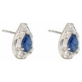 thumbnail image 2 of Natural Blue Sapphire with Diamond Gemstone Stud Earring, 925 Sterling Silver, 2 of 4