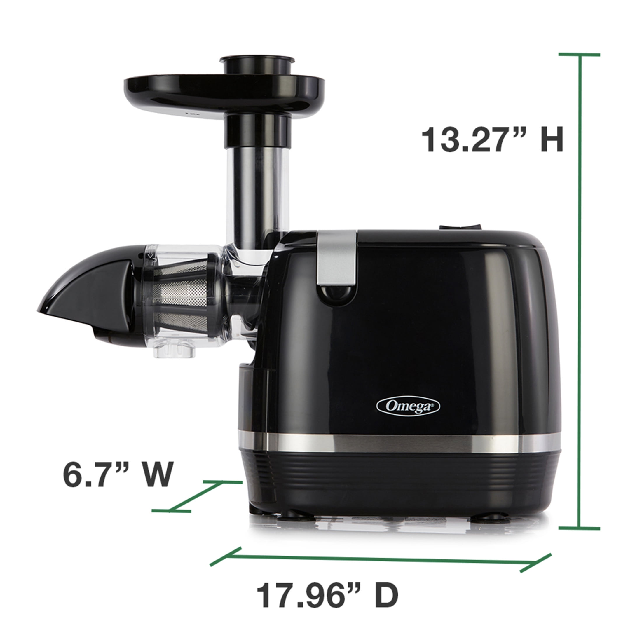 Omega Cold Press 365 Compact Masticating Horizontal Juicer, 150W Low-Speed 3-Stage Auger, in Black (H3000R)