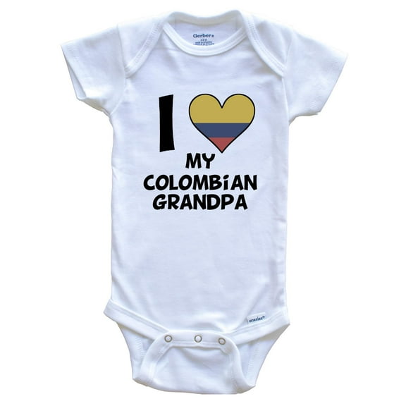 I Heart My Colombian Grandpa Colombia Flag Baby Bodysuit, 0-3 Months White