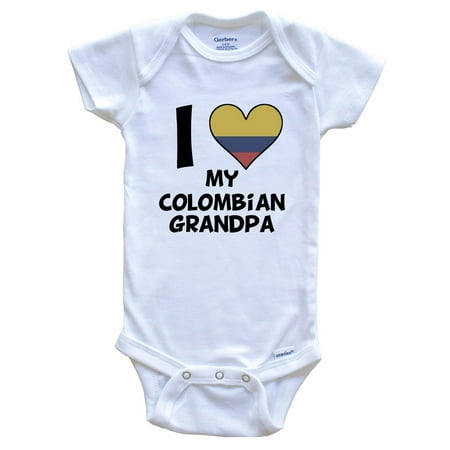 

I Heart My Colombian Grandpa Colombia Flag Baby Bodysuit 0-3 Months White