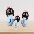 thumbnail image 5 of Jiibva 3Pc Blue Kimono Wooden Dolls Decorative Figurine Traditional Asian Geisha Statue for Home Wedding, 5 of 7