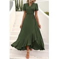 thumbnail image 6 of PRETTYGARDEN Women's Summer Maxi Dress Casual Wrap Floral Boho Short Sleeve V Neck Split Ruffle Beach Long Dresses, 6 of 8