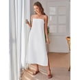 thumbnail image 2 of Fiophy 100% Linen Dress Square Neck Sleeveless Spaghetti Strap Summer Casual Midi Dresses with Slit,White,L, 2 of 8