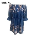 thumbnail image 2 of Vestido casual con estampado floral y hombros descubiertos, manga trompeta, para mujer, XL, 2 of 6