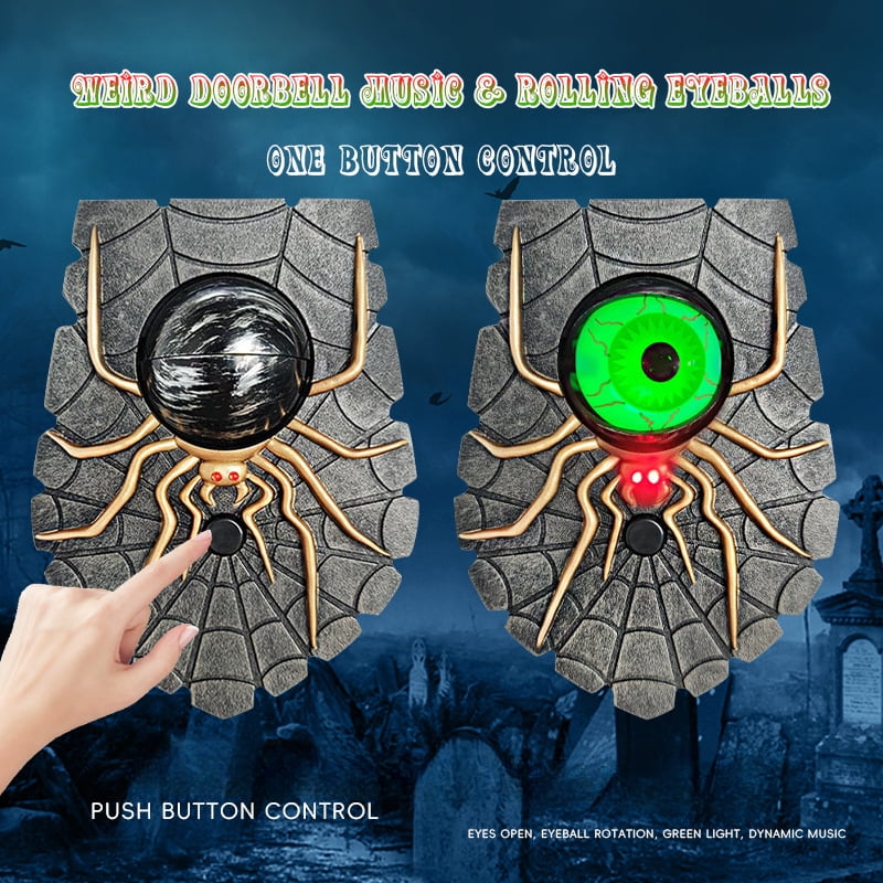 Halloween New Spider Doorbell. Glowing and Sounding. Horror Sound & One-Eyed Spider. Spooky Charm for Your Home. A Terrifying Addition to Halloween.