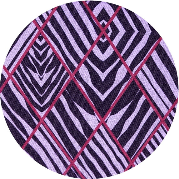Ahgly Company Indoor Round Patterned Dark Purple Area Rugs, 7' Round