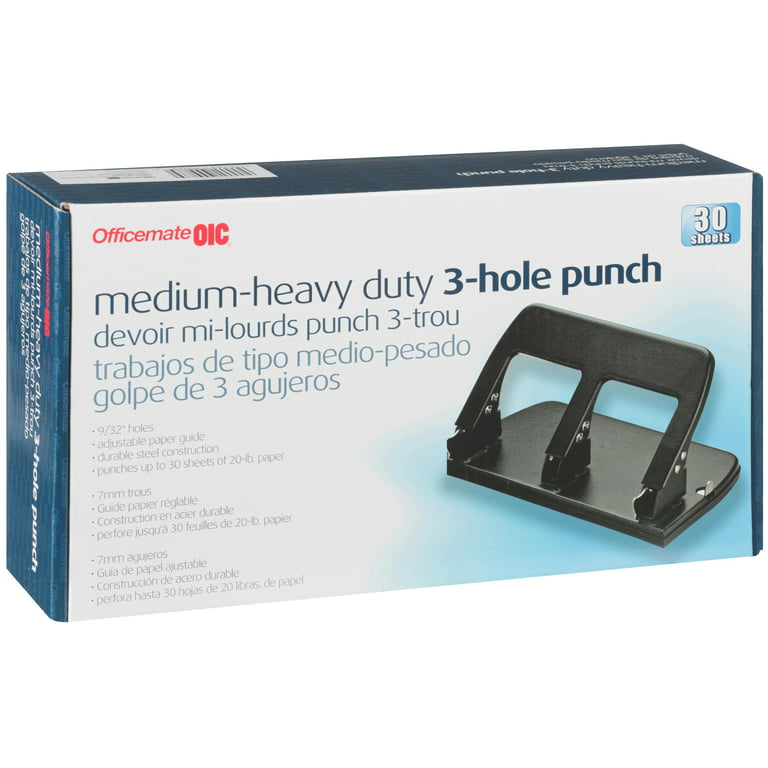 Officemate Medium Duty 3 Hole Punch with Ergonomic Handle, 30
