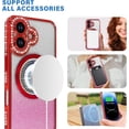 thumbnail image 2 of Compatible with iPhone 17 Magnetic Glitter Case Compatible with Magsafe Luxury Bling Rhinestone Case with Logo View Plating Sparkle Diamond Camera Lens Protection for Women Girls, 2 of 6