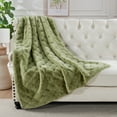 thumbnail image 4 of Home Soft Things Jacquard Faux Fur Throw - Sage - 50" x 60", 4 of 9
