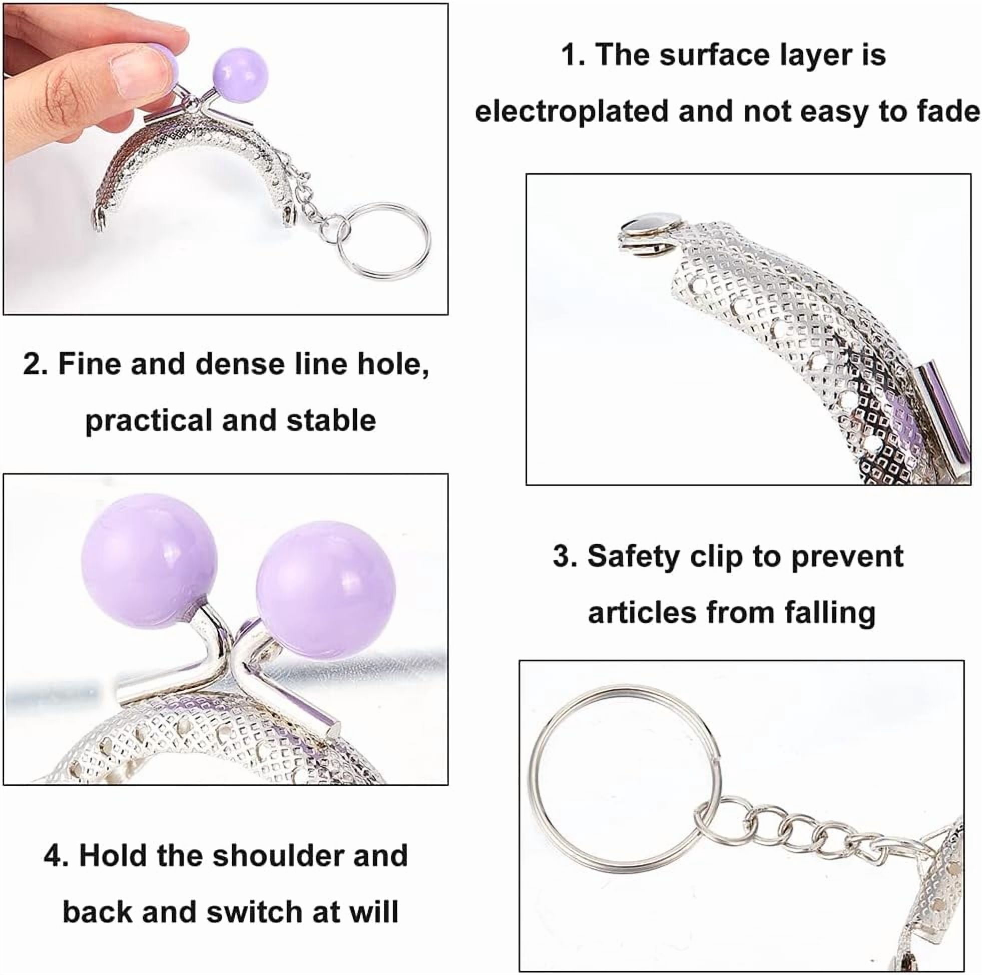 13pcs Purse Frame Bag Kiss Clasp 13 Color Lock Key Ring Coin Bag Metal Frame with Plasitc Beads Ball Purse Handle Set