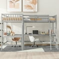thumbnail image 2 of CoSoTower Wood Twin Size L-Shaped Loft Bed with Ladder and 2 Built-In L-Shaped Desks, Gray, 2 of 9