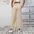 thumbnail image 6 of Duqingm Summer Pants for Women Womens Wide Leg Striped Pants Casual Comfy Lounge Trousers Loose Fit Lightweight Soft Pants Beige,M, 6 of 6