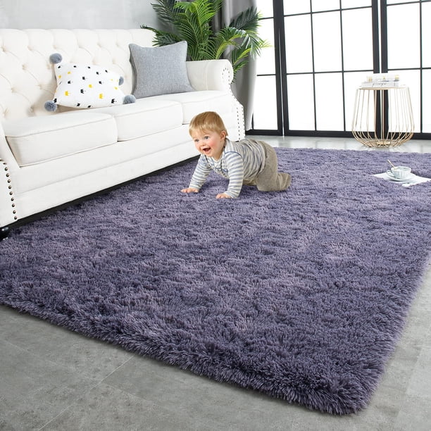 Alfombra TWINNIS 183x274 cm, suave, antideslizante, gris y morado