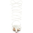 thumbnail image 5 of BLISSFUL STEP Women's Heels Strappy Lace Up Open Toe Kitten Heel Sandals White 7.5, 5 of 7