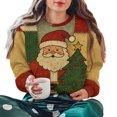 thumbnail image 2 of Uootdi Gift Christmas Sweatshirts for Women Cute christmas tree Santa Claus Printed Crewneck Long Sleeve Sweatshirt Winter Casual Xmas Pullover Tops, 2 of 7