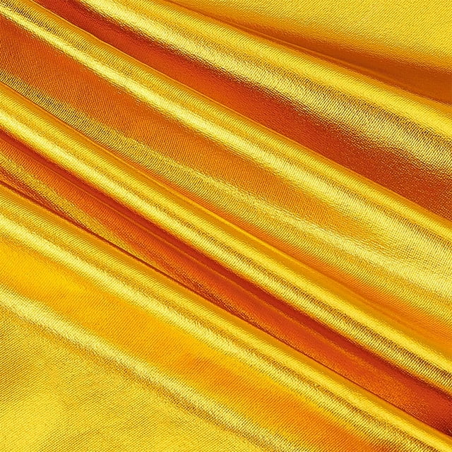 Tela elástica dorada brillante de 39 pulgadas, tela con lámina metálica de 1,7 yardas de ancho, poliéster y spandex, tela elástica para coser, tela lamé