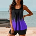 thumbnail image 6 of Fartey 2 Piece Tankini Swimsuit for Women Conservative Swimwear Color Block Scoop Neck Tank Tops with Boyshorts Two Piece Swimsuit Sets 2025 Purple S-2XL, 6 of 6