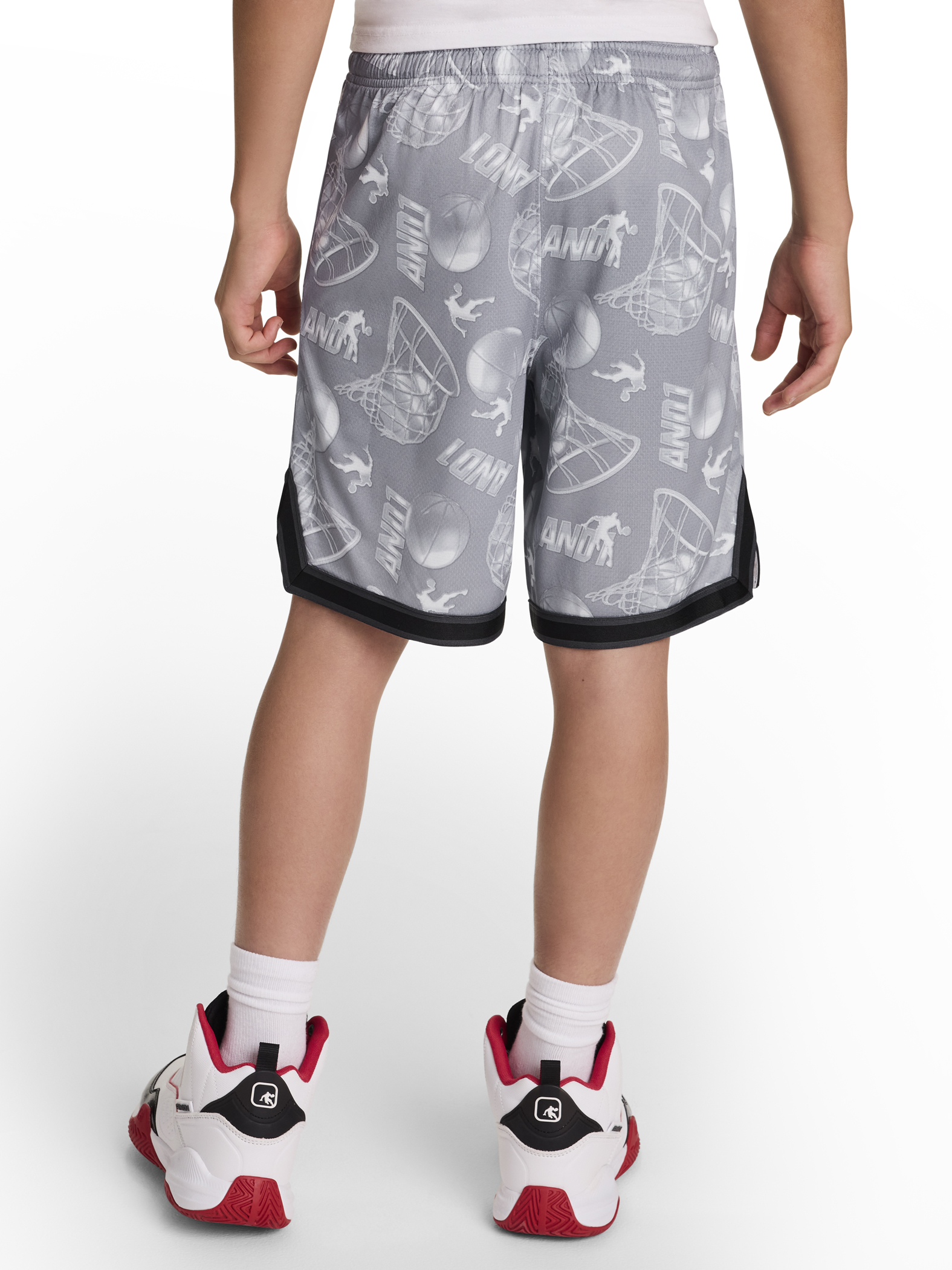AND1 Boy's Athletic Platinum Short, 7" Inseam, Sizes 4-18