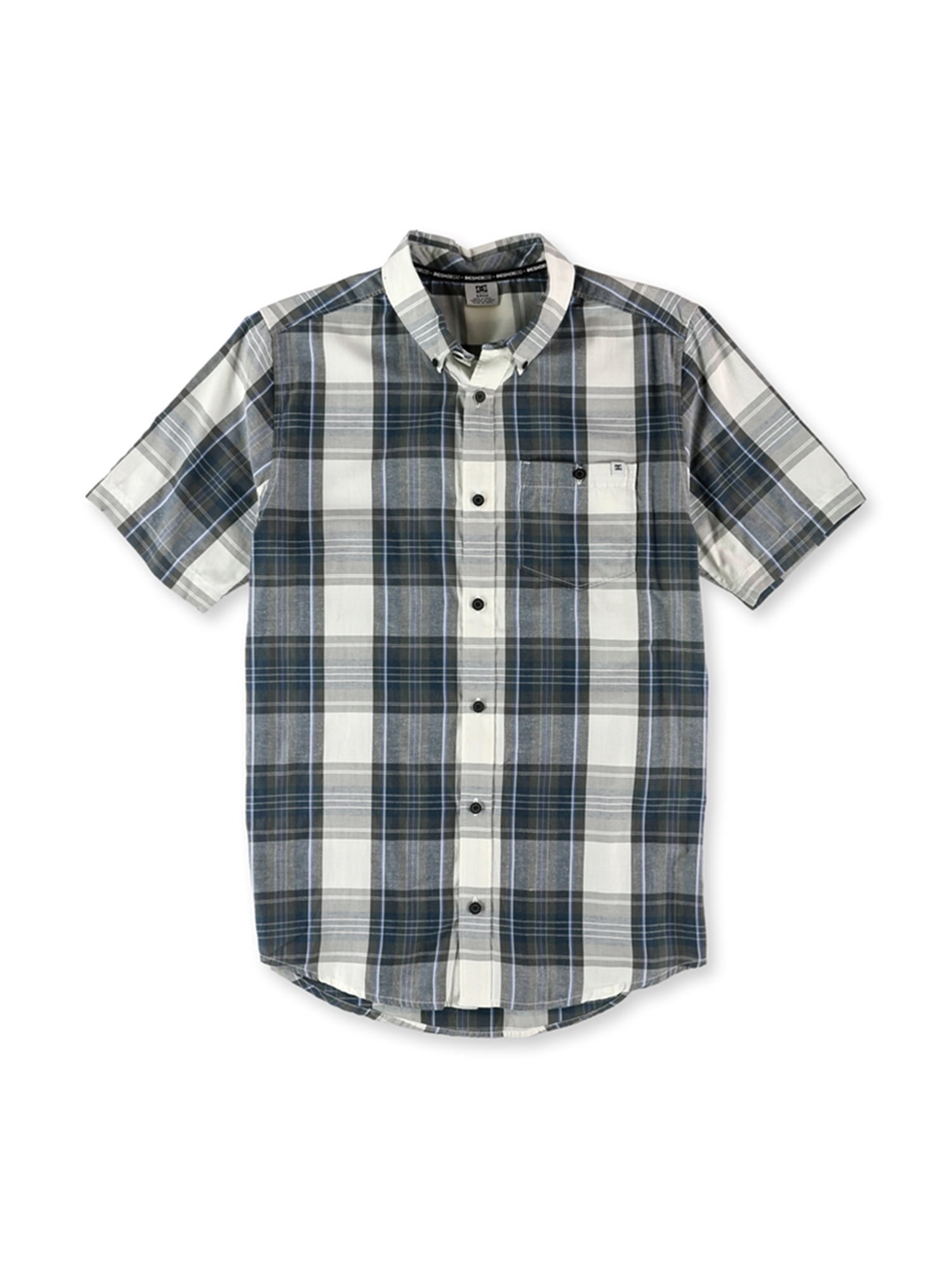 DC Mens Plaid SS Button Up Shirt swc1 L 