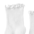 thumbnail image 6 of ITSAME Baby Girls Crew Socks Ruffle Cuff Breathable Cotton Thin Solid Color Mid-Calf Casual Socks for Infants White Size 12M, 6 of 7