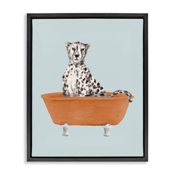 Stupell Industries Modern Turquoise Cheetah in Tub Black Floating Frame Canvas Art, 17 x 21, by Lanie Loreth