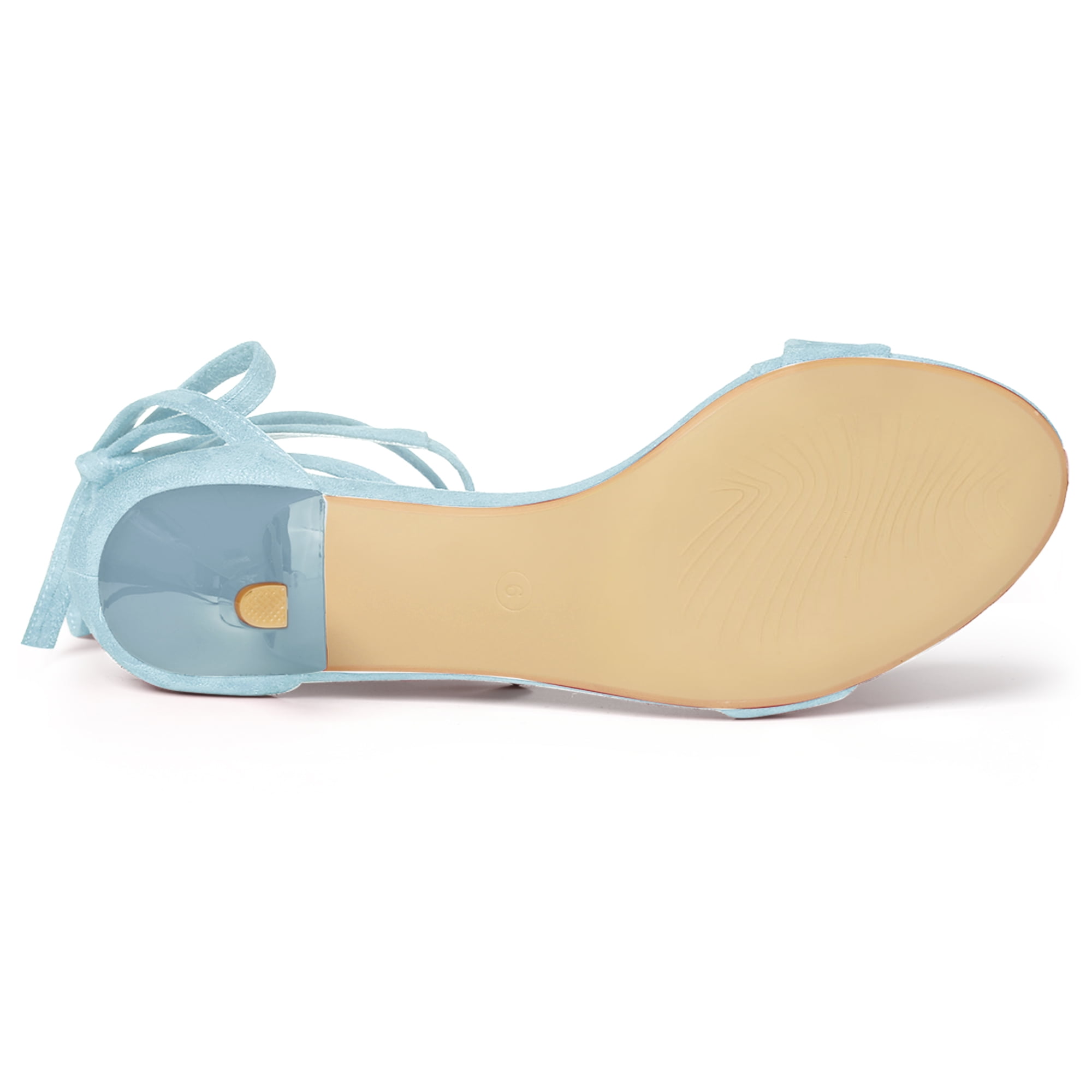 DARING DIVA Women's Casual Stylish Lace Up Black Sandals with Kitten Heel Sky Blue 7