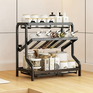  GILLAS 2 Tier Air Fryer Counter Holder, Heavy Duty Stand  Kitchen Counter Organizer, small appliance organization, Shelf Rack, Pantry  Shelf Organizers for Kitchen Counter Organization, Black