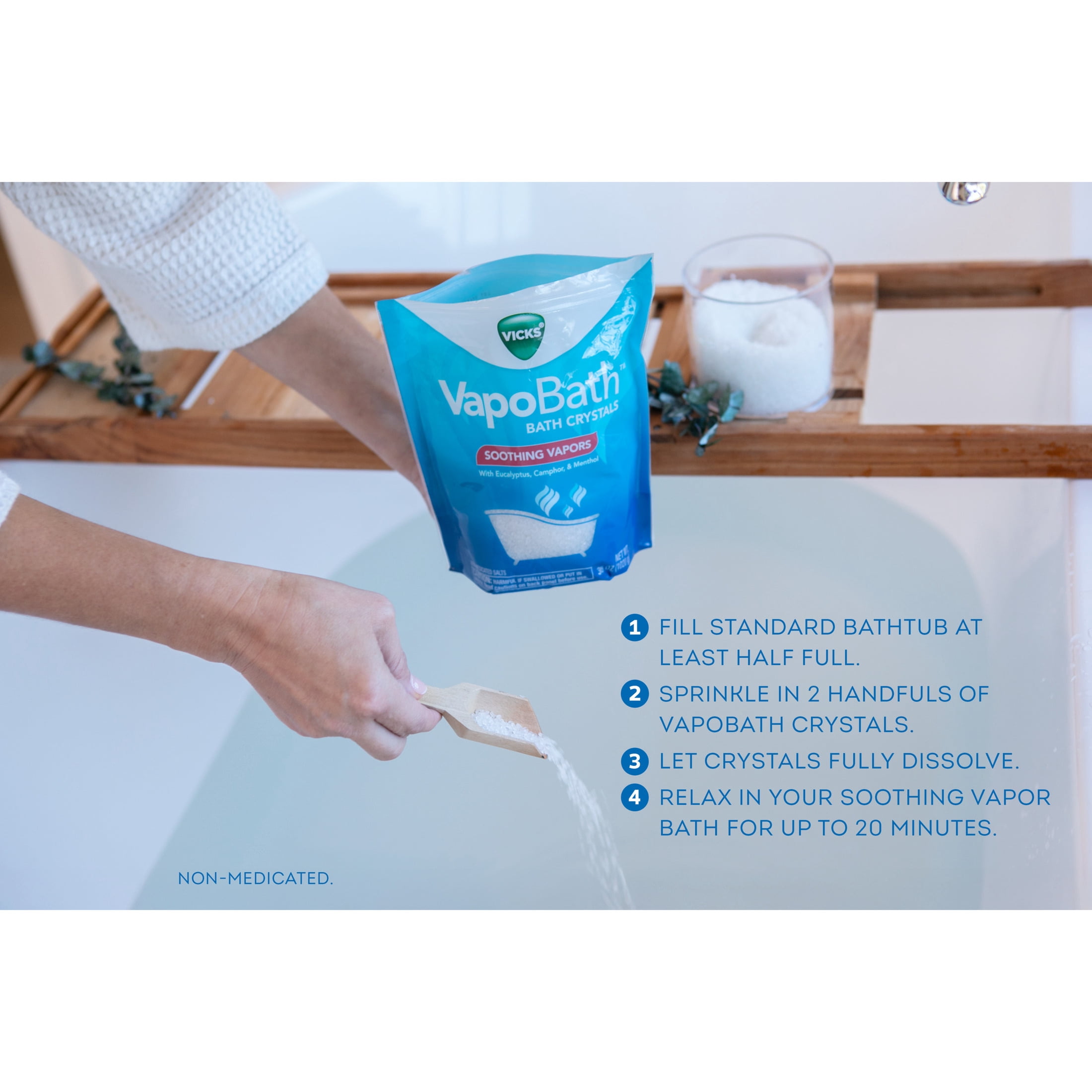 Vicks, Bath Crystals, 36 oz, Soothing Bath Solution with Vicks