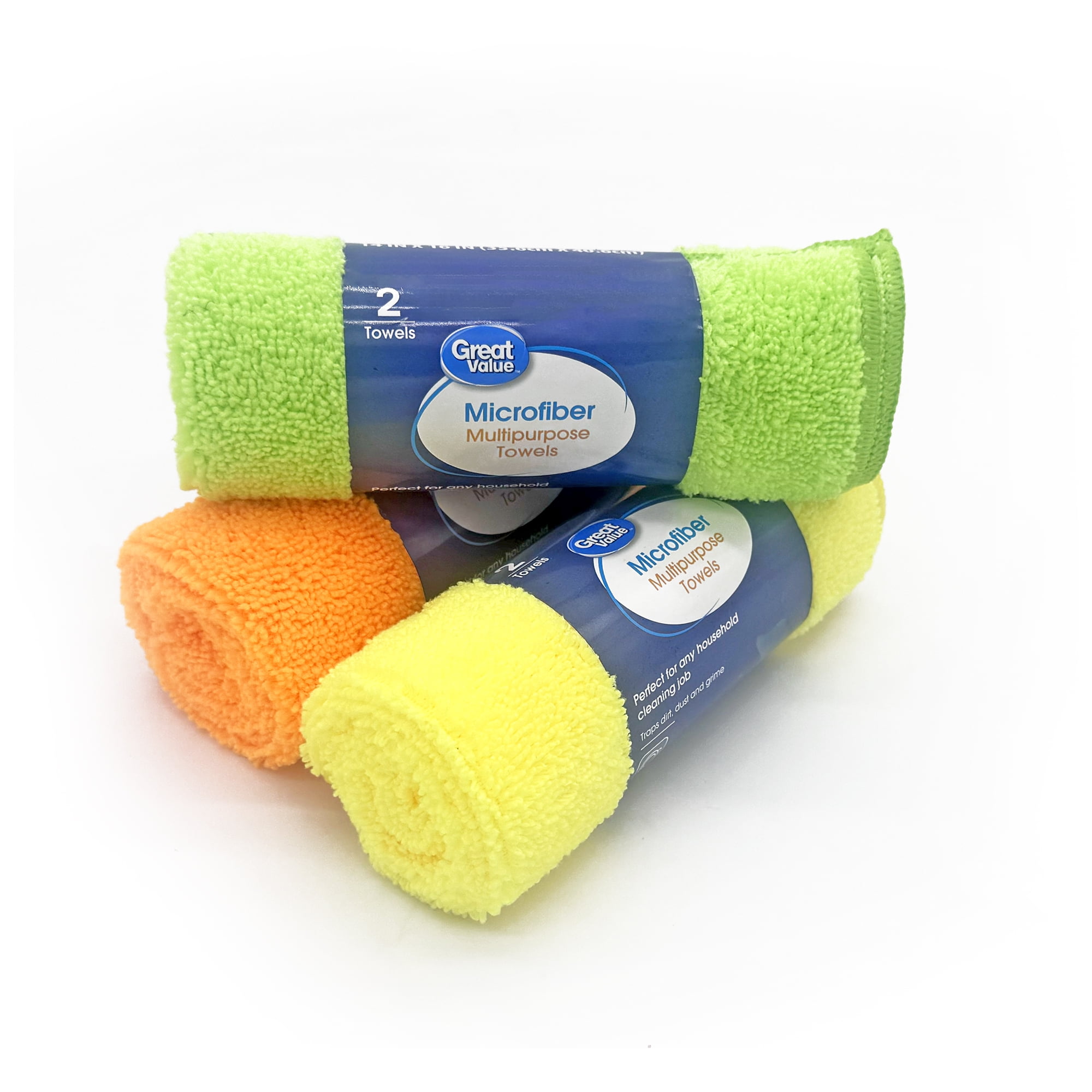 (4 pack) Great Value Multipurpose Microfiber Household Cleaning Cloth, Wipe, 2 Count, Multicolor